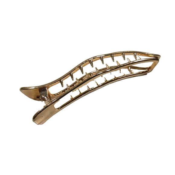Hair Barrette Alligator Clip Rose Gold Tone Metal Classic Work - Picture 2 of 6